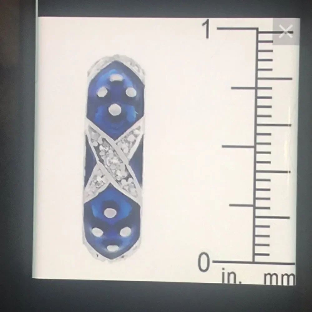 New Blue Enamel & CZ “X” Design Stack Band Ring - Picture 3 of 5